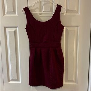 Burgundy Sleeveless Dress with Box Pleats
